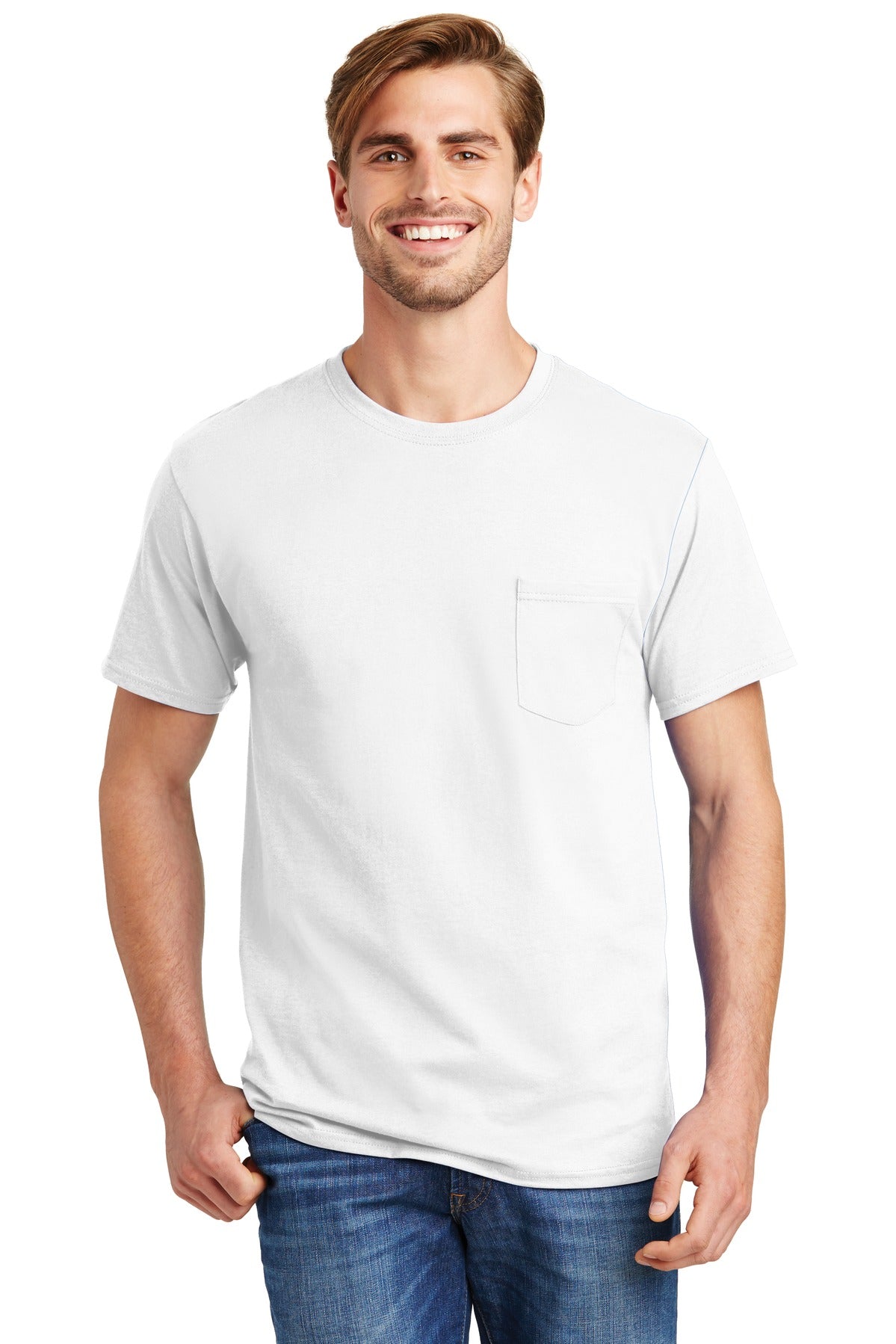 Hanes® - Authentic 100% Cotton T-Shirt with Pocket. 5590