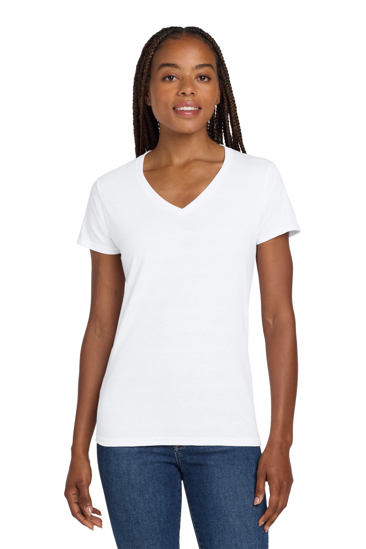 Gildan® Women's Heavy Cotton™ 100% Cotton V-Neck T-Shirt. 5V00L