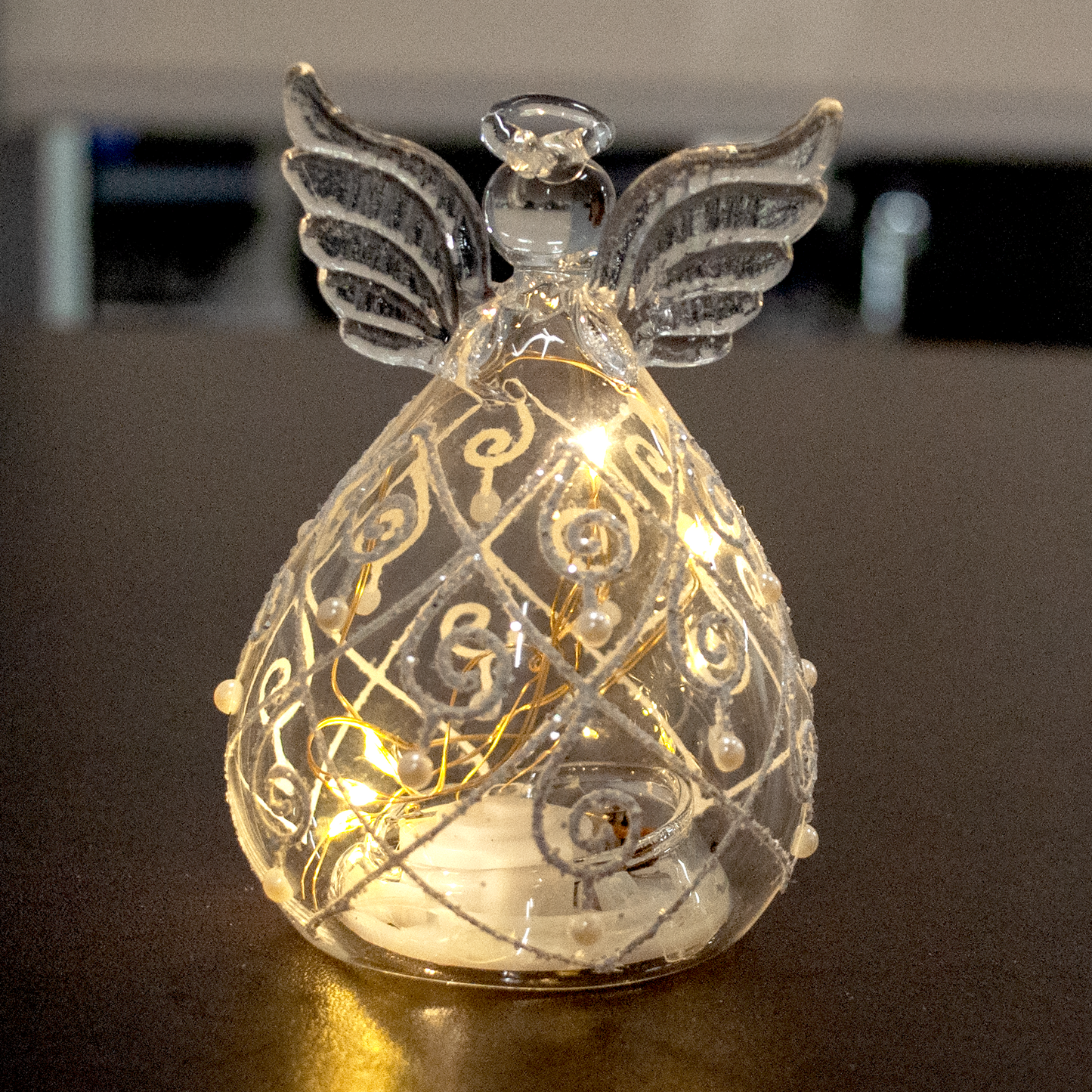 Crystal Castle Clear Light Up Circle Angel