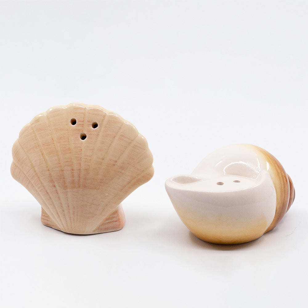 Nautical Salt and Pepper Shaker Set -Sea Shells- Coastal Kitchen Decor