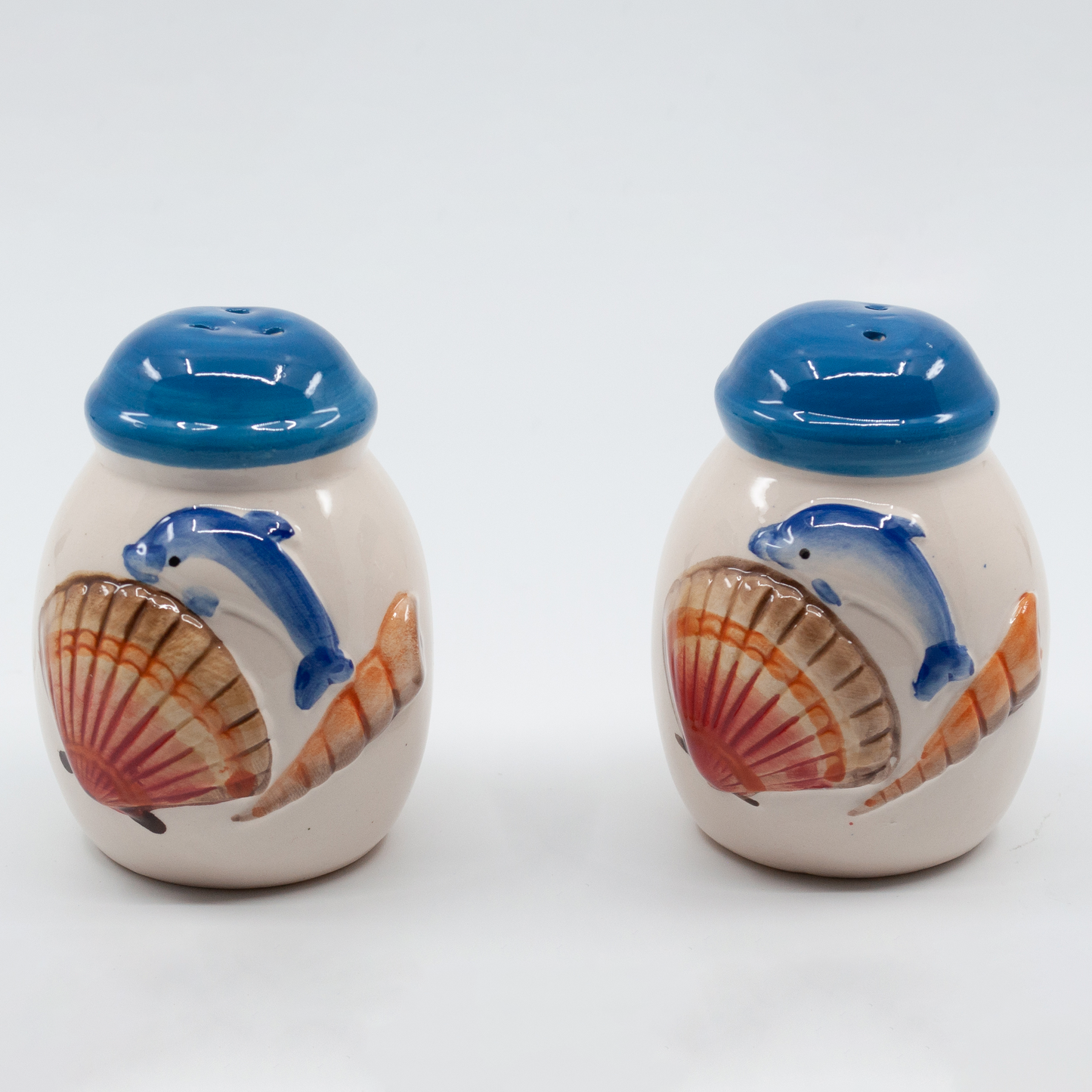 Nautical Salt and Pepper Shaker Set - Jumping Dolphins - Coastal Kitchen Decor