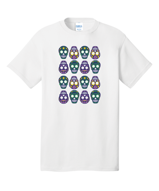 Short Sleeve Halloween Festive Skulls T-Shirt: Spooky Elegance for Your Wardrobe