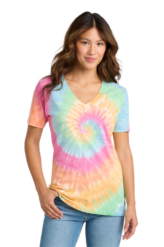 Port & Co™ Women's Tie-Dye V-Neck Tee. LPC147V