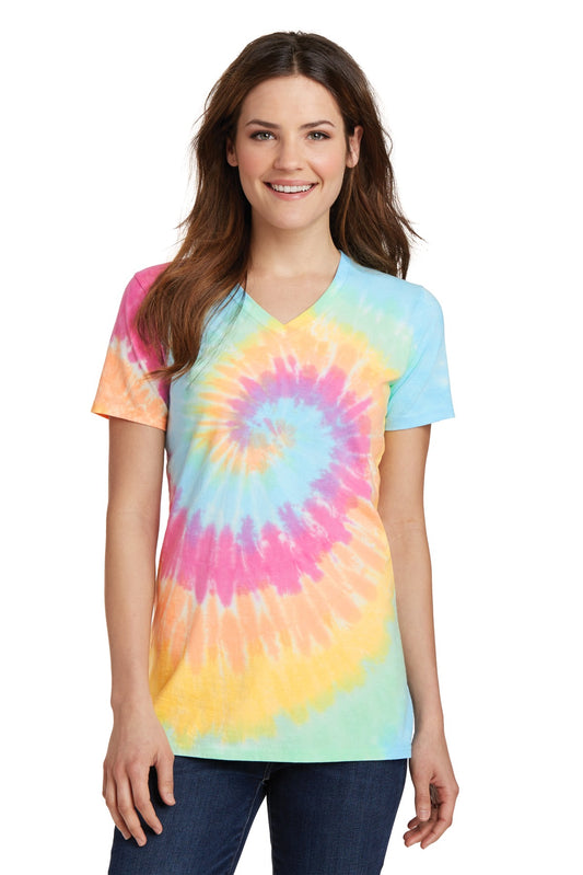 Port & Co™ Women's Tie-Dye V-Neck Tee. LPC147V