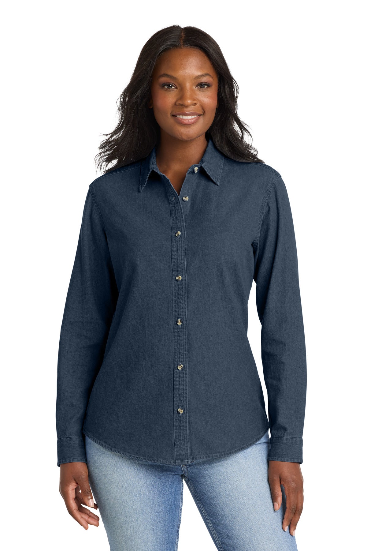 Port & Co™ Women's Long Sleeve Value Denim Shirt. LSP10