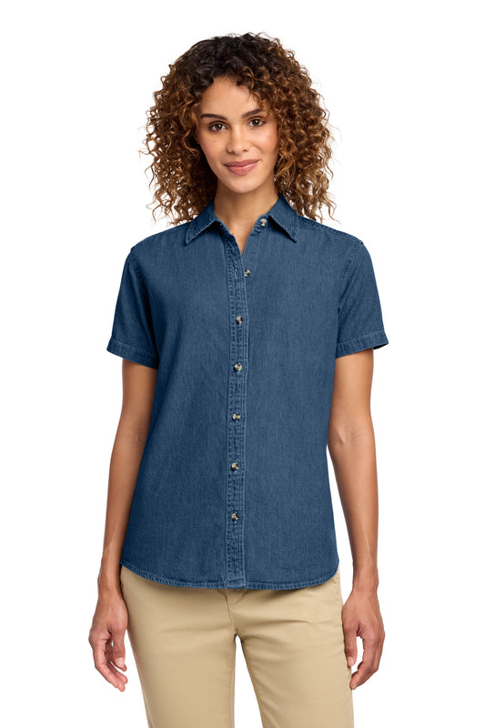 Port & Co™ Women's Short Sleeve Value Denim Shirt. LSP11