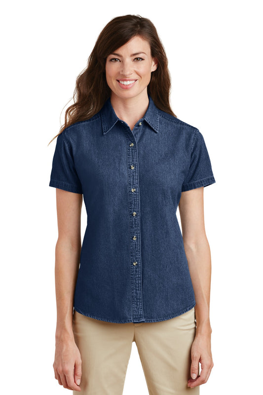 Port & Co™ Women's Short Sleeve Value Denim Shirt. LSP11