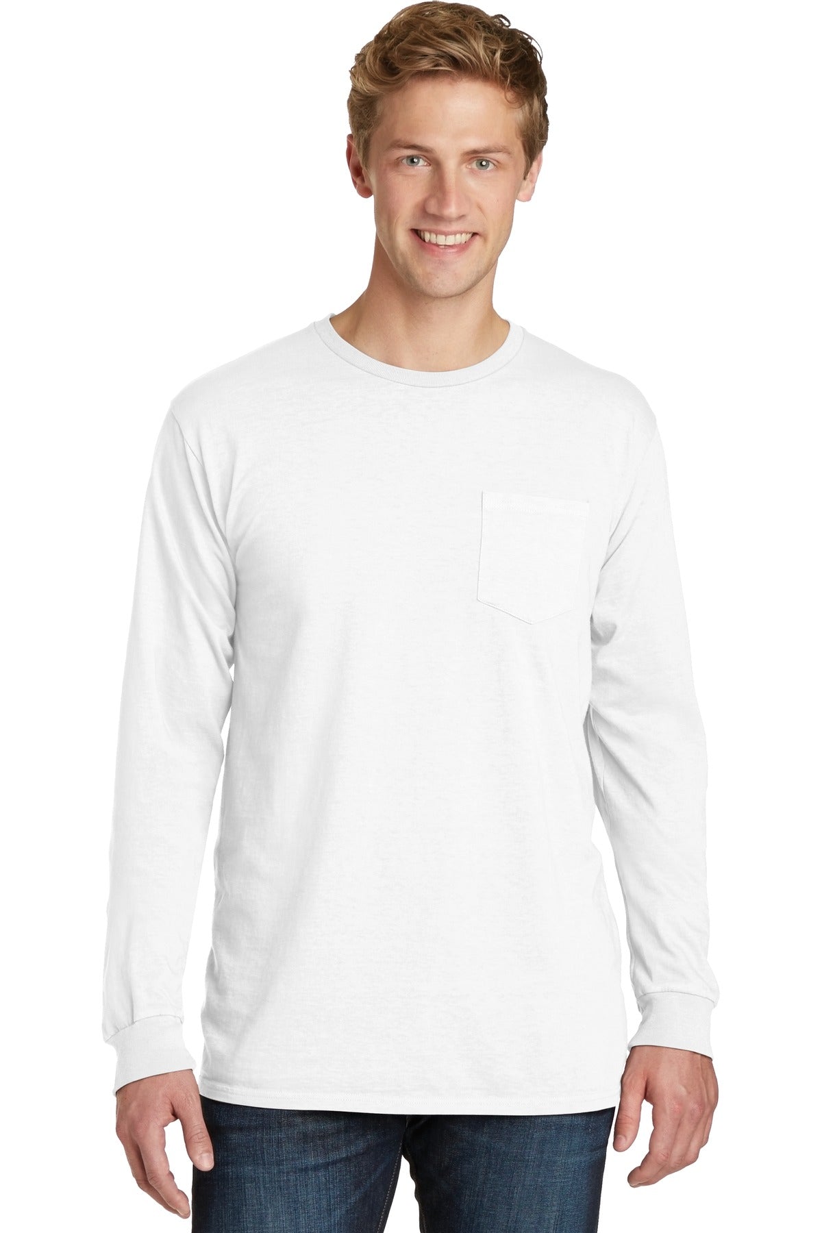 Port & Company® Beach Wash® Garment-Dyed Long Sleeve Pocket Tee PC099LSP