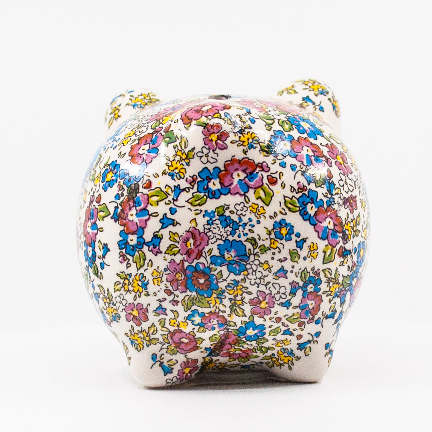 Pig Money Piggy Bank by Crystal Castle® - Pink and Blue Floral