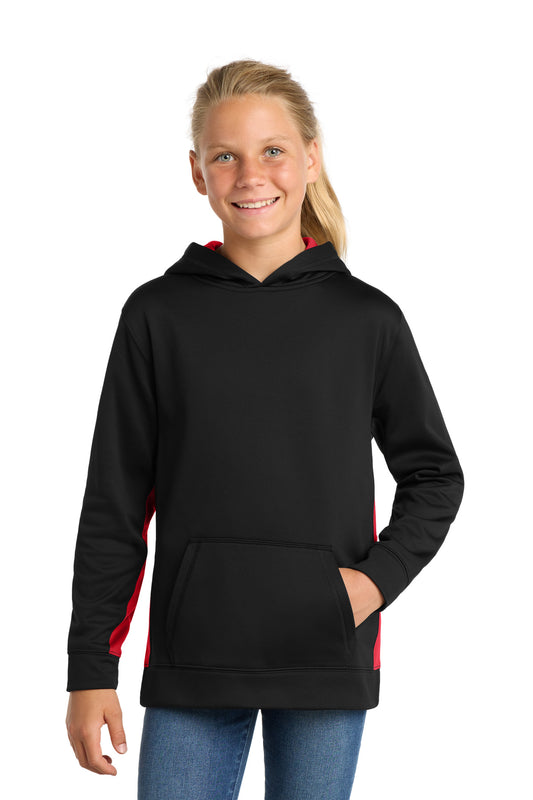 Sport-Tek® Youth Sport-Wick® Fleece Colorblock Hooded Pullover. YST235