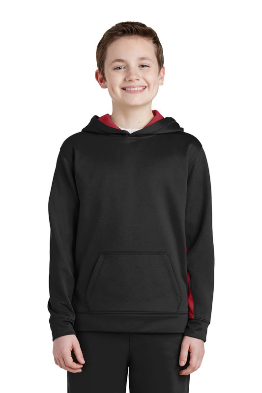 Sport-Tek® Youth Sport-Wick® Fleece Colorblock Hooded Pullover. YST235