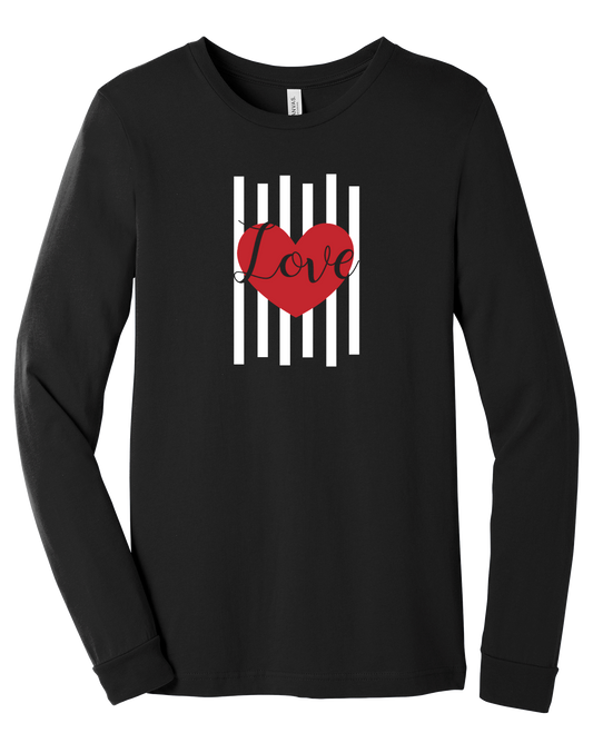 Love Striped Heart Valentine's day Unisex Jersey Long Sleeve Tee