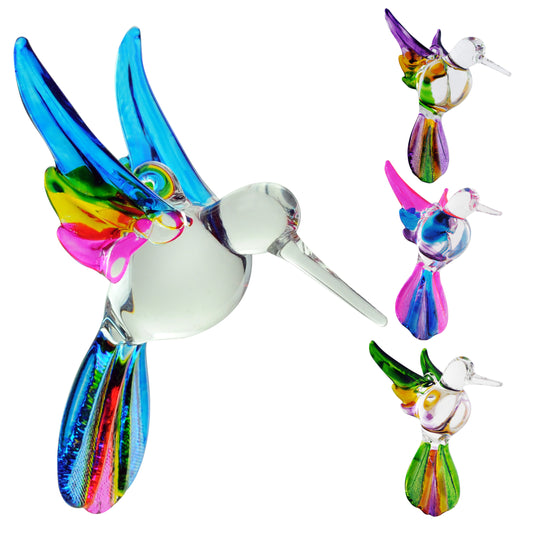 Multi Color Glass Hummingbird , Includes Stand Set