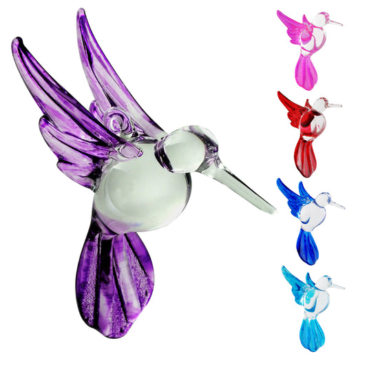 Solid Color Glass Hummingbird , Includes Stand Set