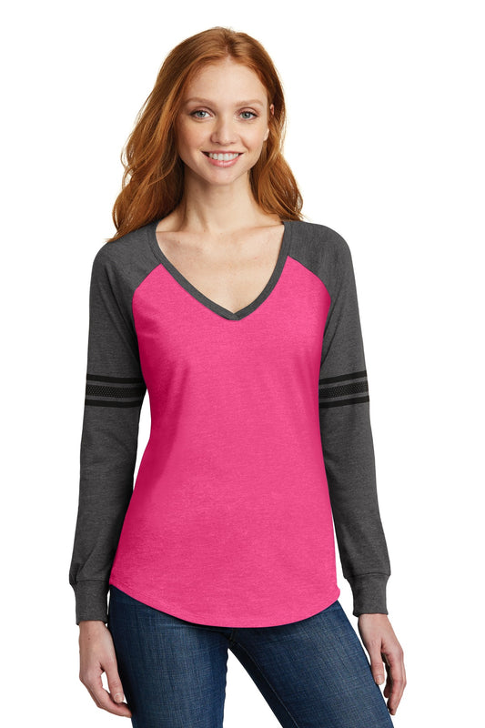 District ® Women's Game Long Sleeve V-Neck Tee. DM477