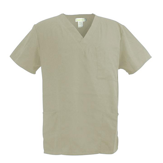Young USA Adult Scrub Top in Khaki