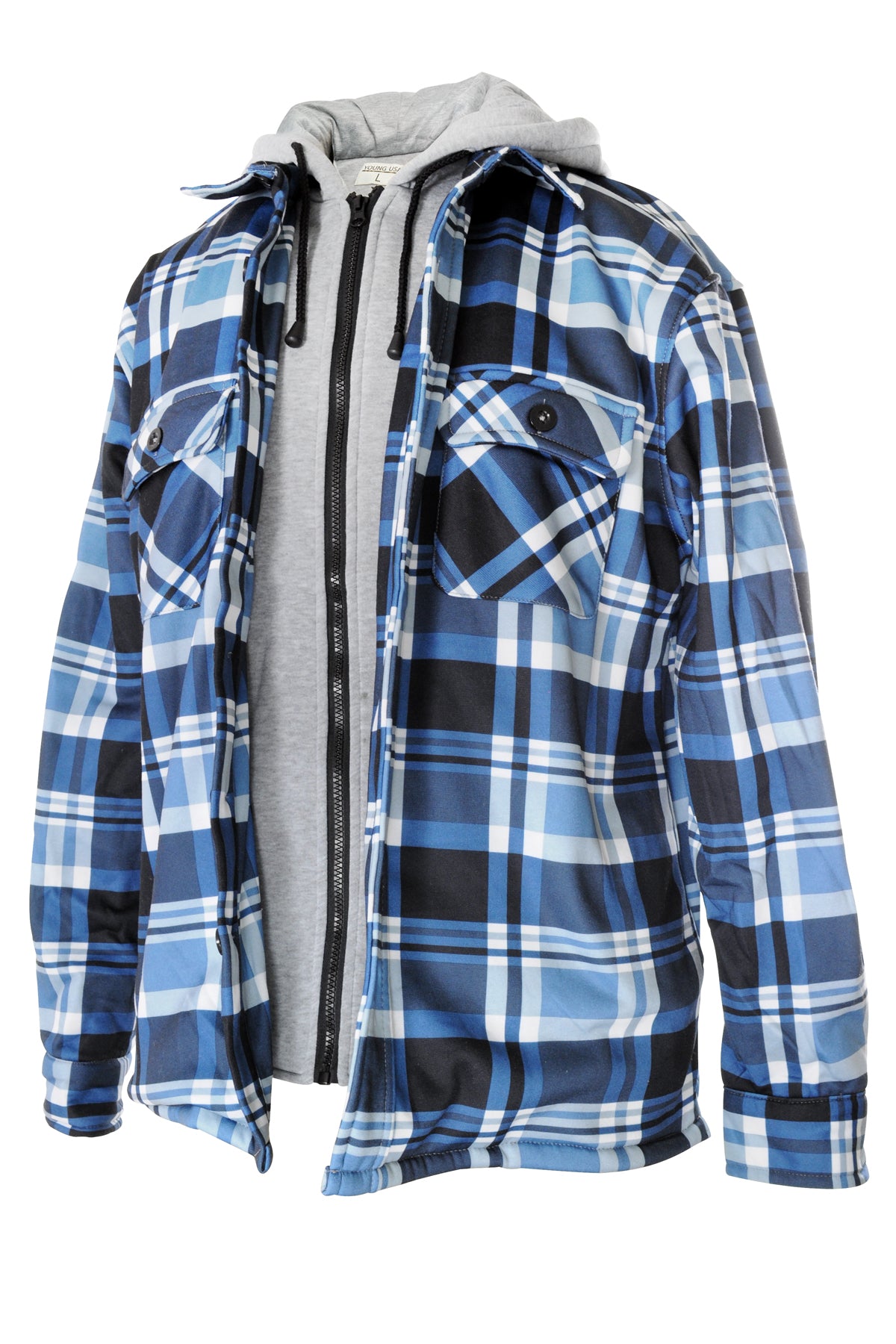 Young USA® Men's Zip Up Hooded Flannel Shirt Jacket