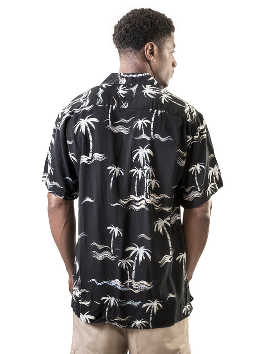 Men's Hawaiian Shirt, Palm Trees and Waves
