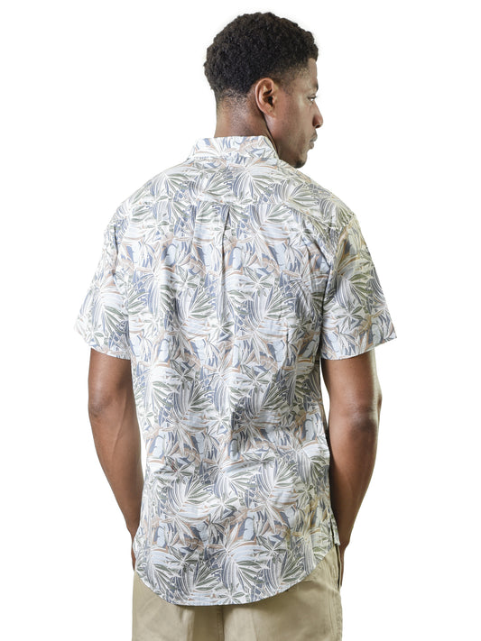 Men's Hawaiian Vintage Shirt, Floral Leaves