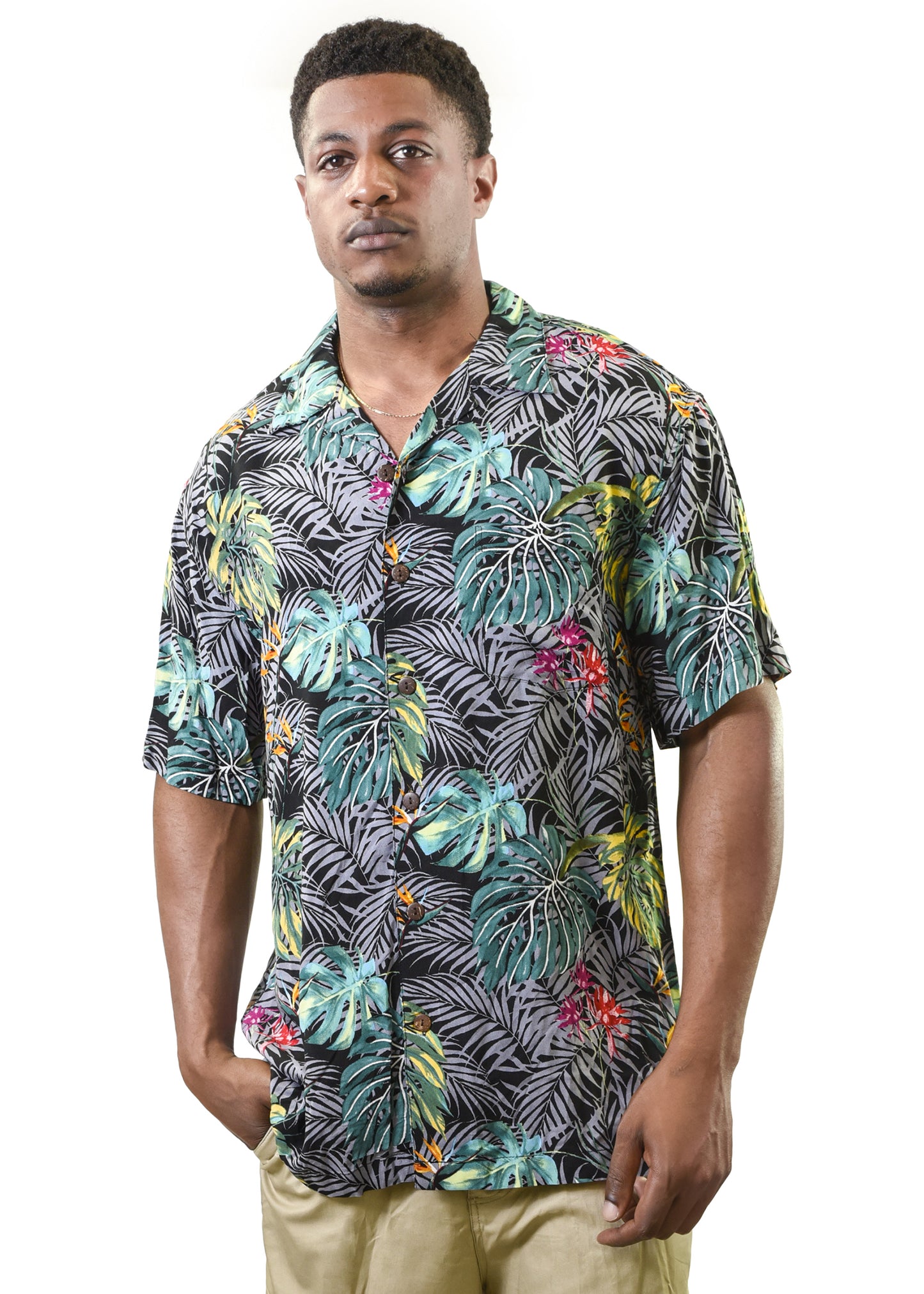 Men's Hawaiian Shirt - Cars, Surfboards and Palm Trees