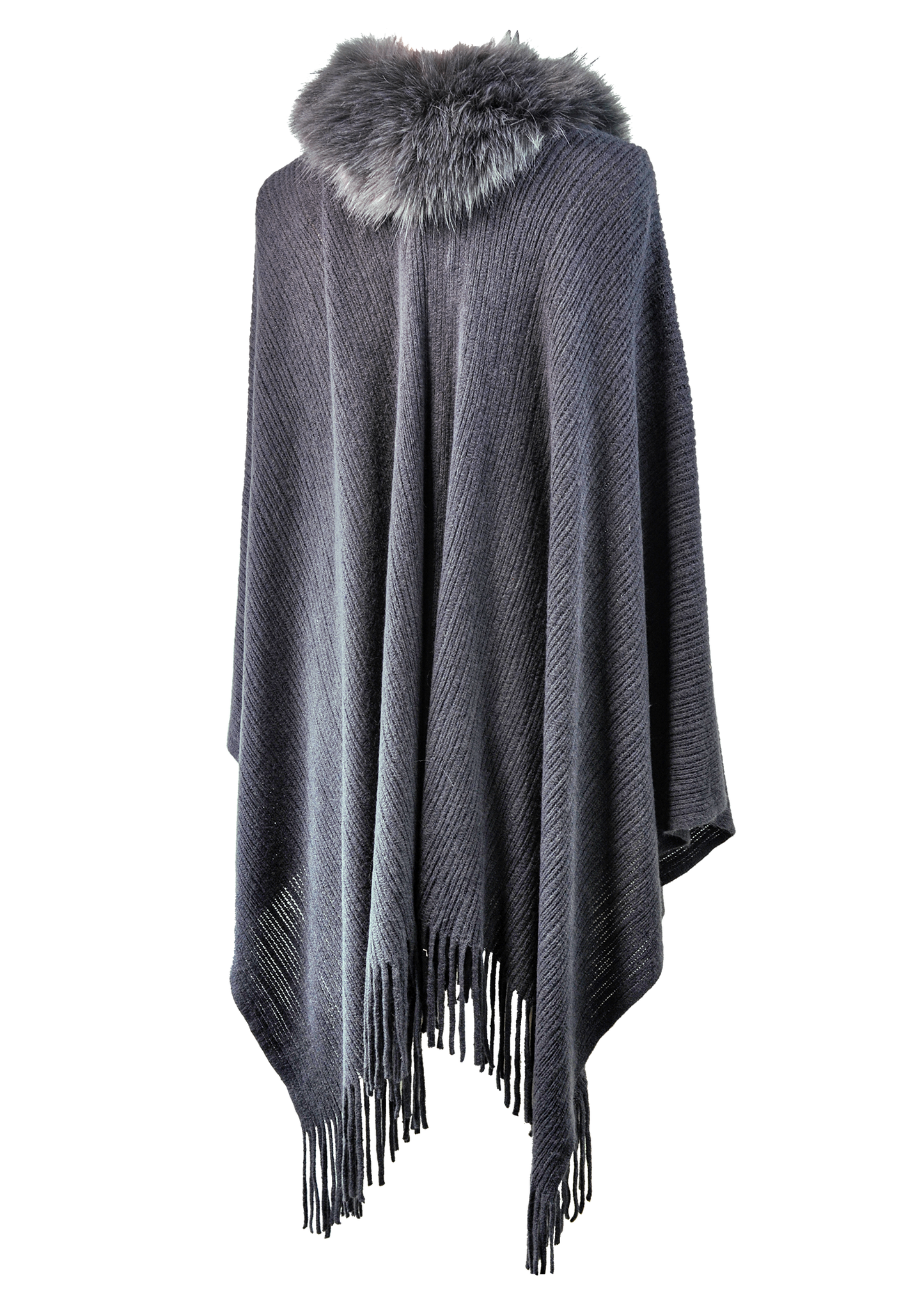 Young USA® Ladies Poncho, Faux Fur