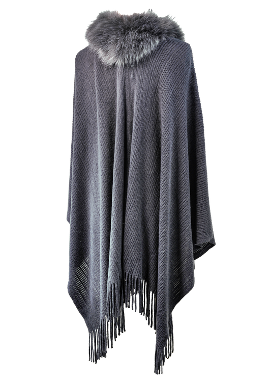 Young USA® Ladies Poncho, Faux Fur