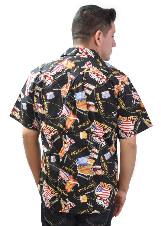 Men's Vintage Hawaiian Shirt, Route 66