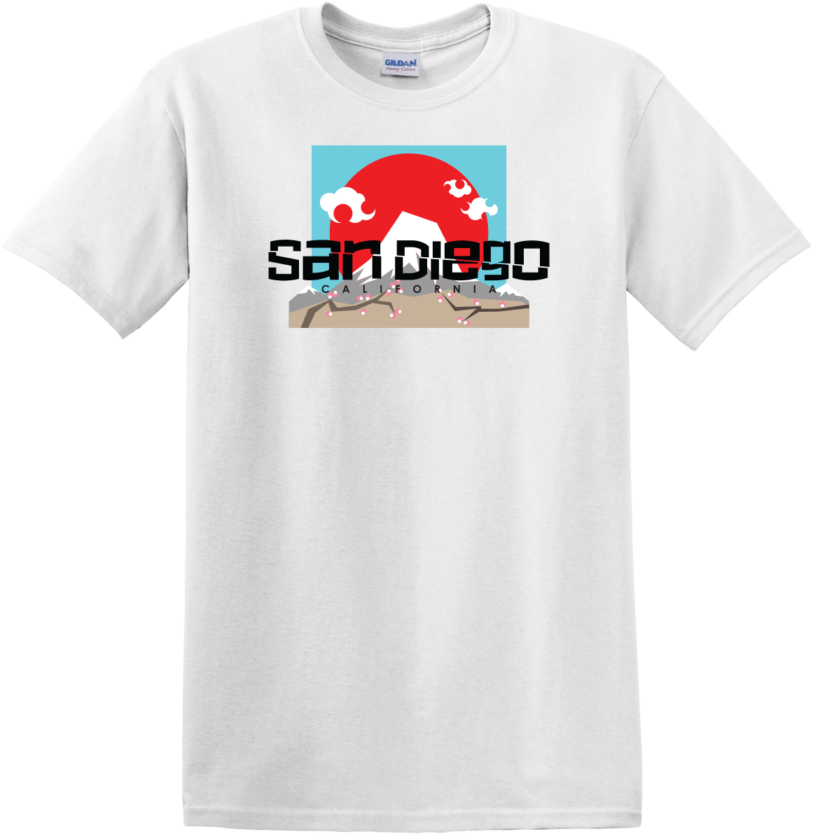 Graphic T-Shirt -MOUNTAIN AND CHERRY BLOSSOM