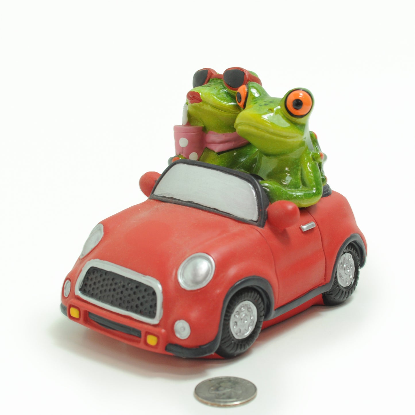 Crystal Castle Frog Couple Mini Car Figurine Green QM-012
