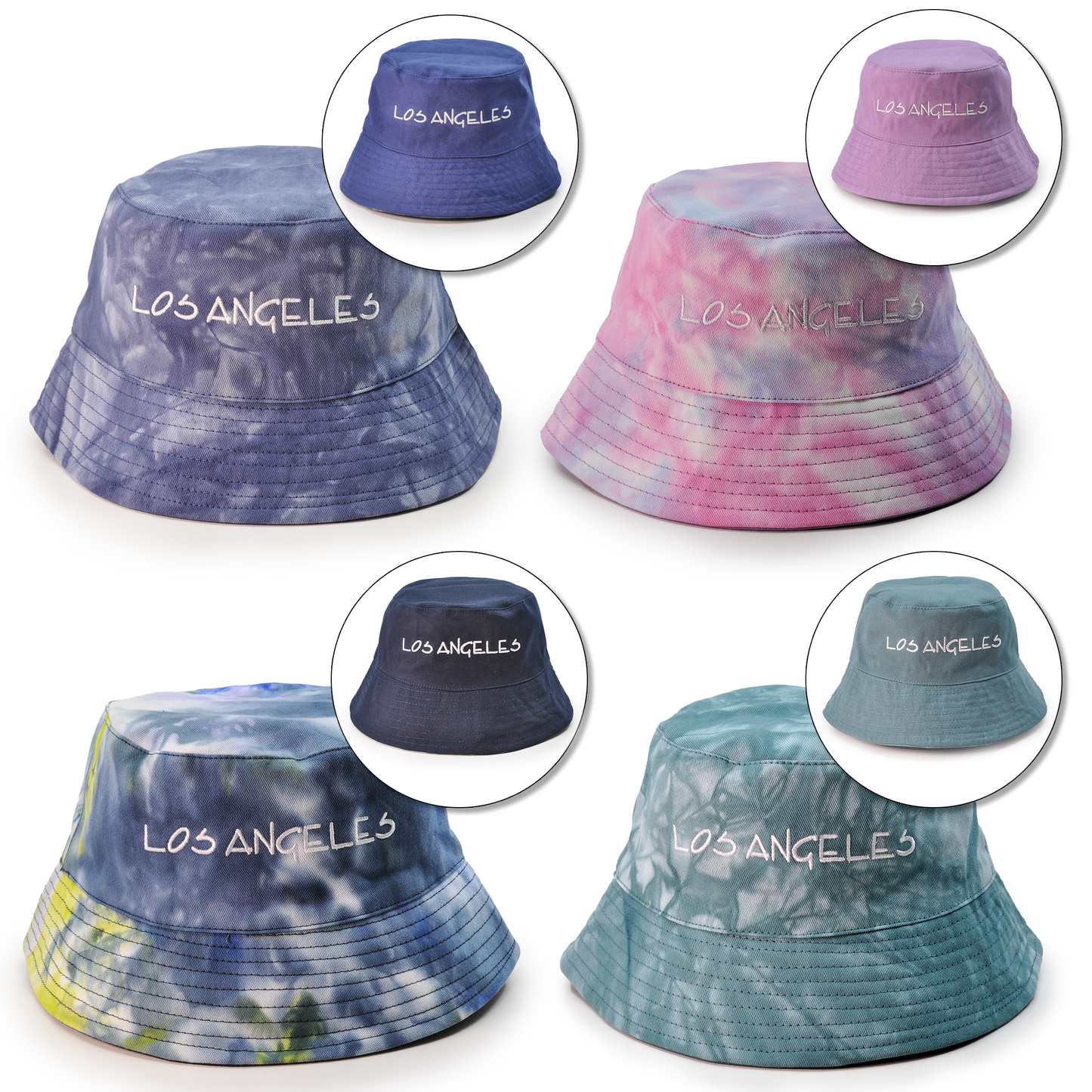 RIVER BEACH®-Reversible Los Angeles Unisex 100% Cotton Packable Summer Travel Tye Dye Bucket Beach Sun Hat Outdoor Cap