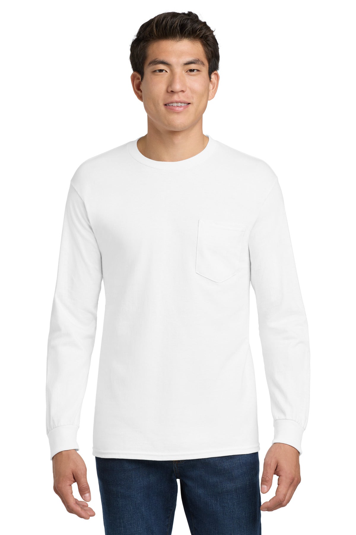 Gildan® - Ultra Cotton® 100% US Cotton Long Sleeve T-Shirt with Pocket.  2410