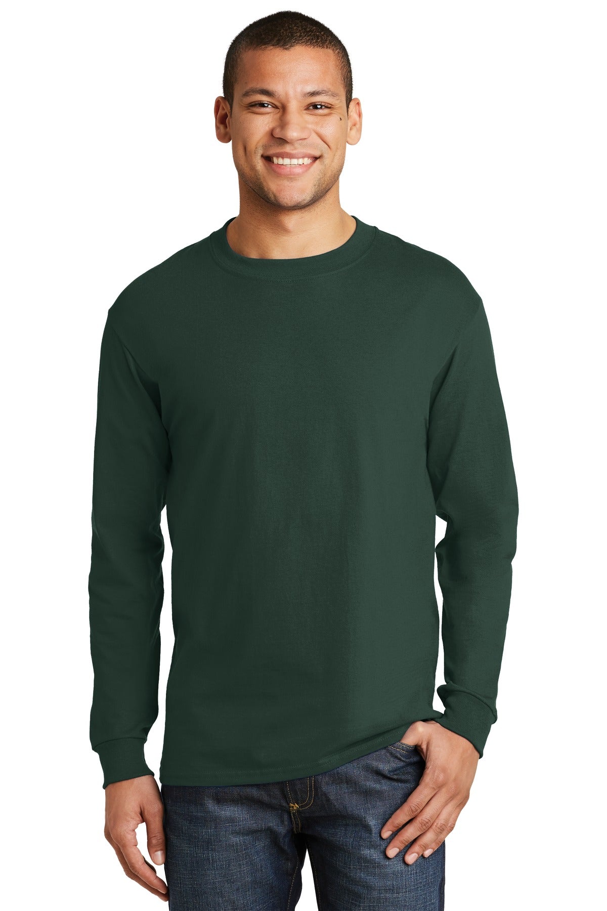 Hanes? Beefy-T? -  100% Cotton Long Sleeve T-Shirt.  5186