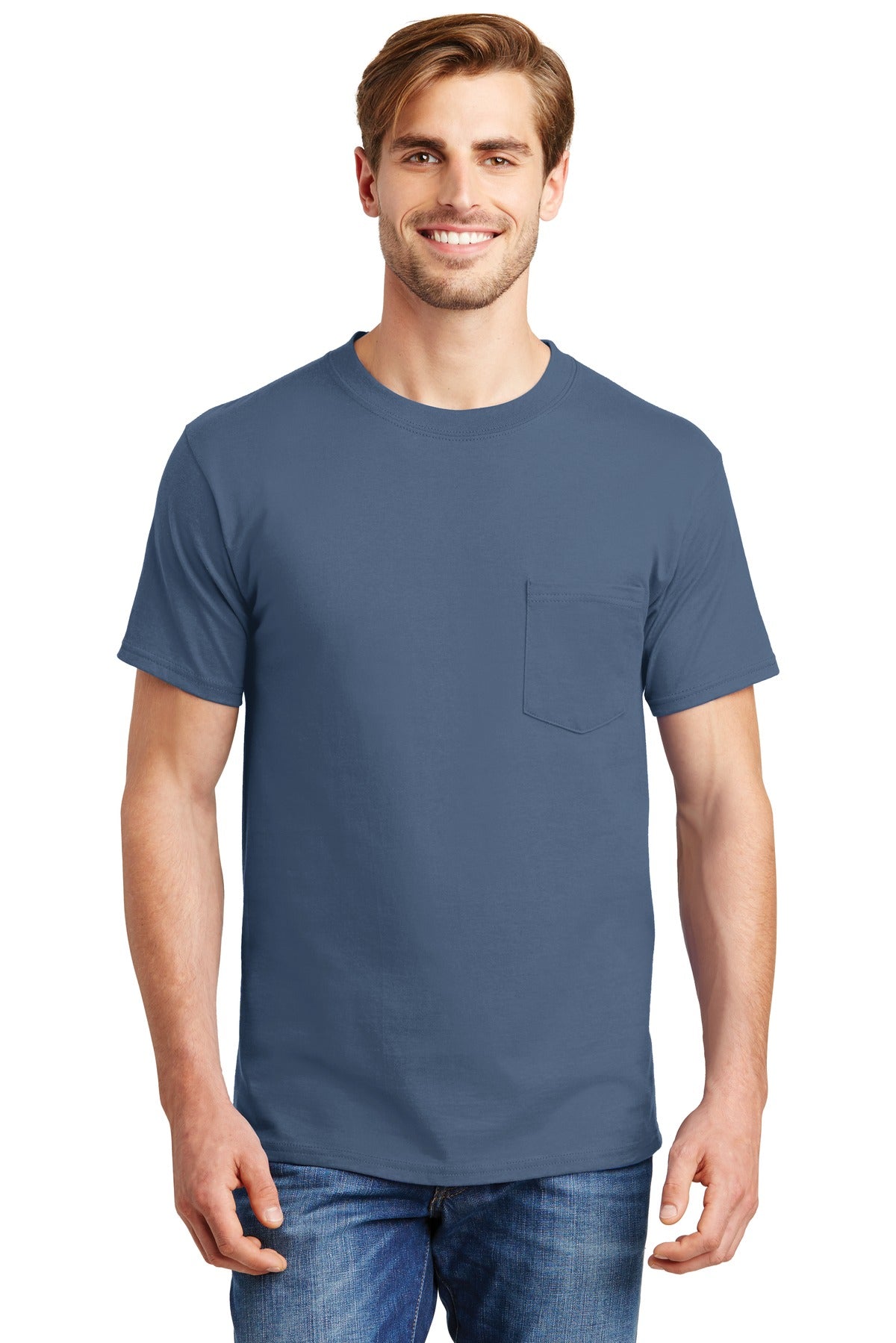 Hanes? Beefy-T? - 100% Cotton T-Shirt with Pocket. 5190