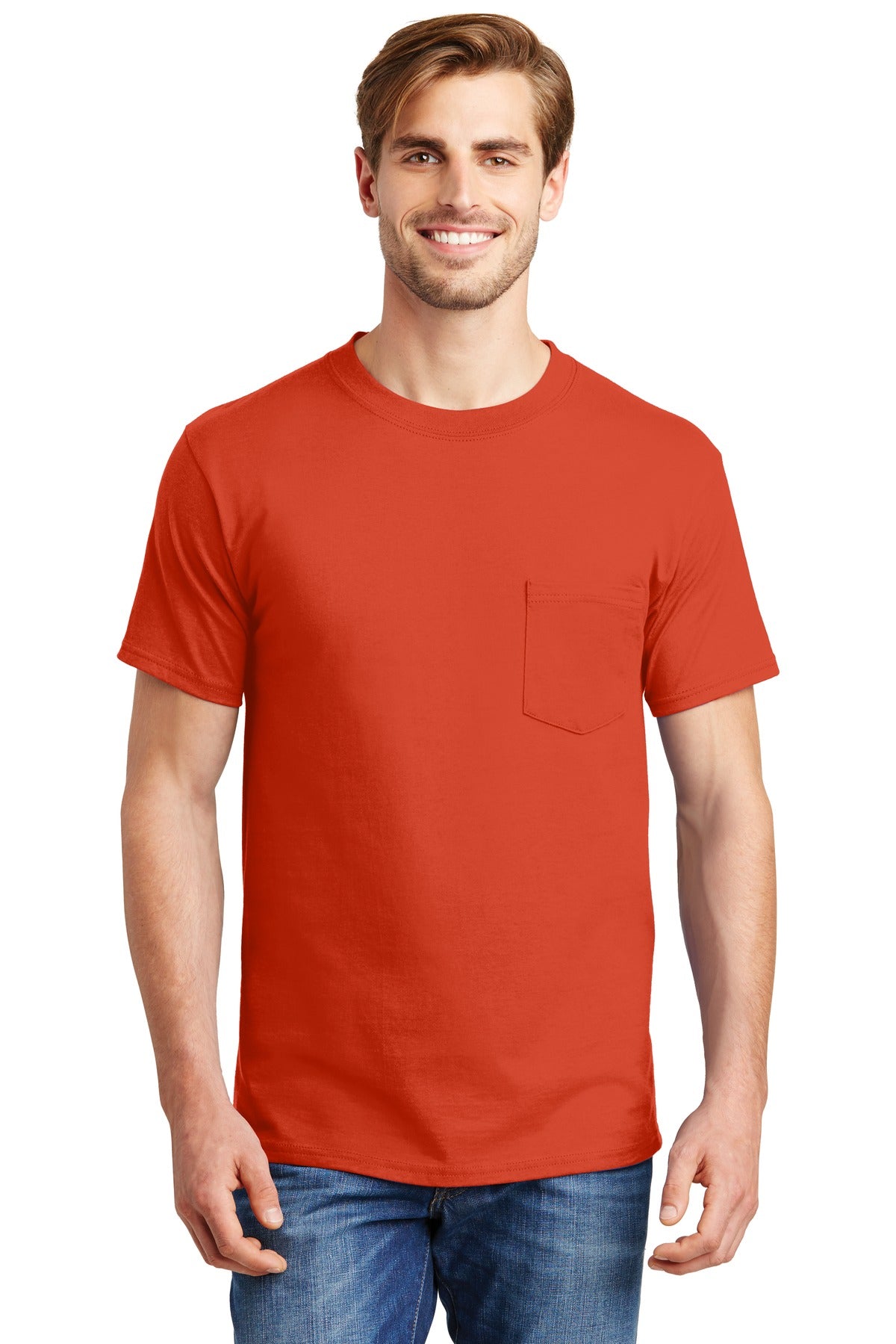 Hanes? Beefy-T? - 100% Cotton T-Shirt with Pocket. 5190