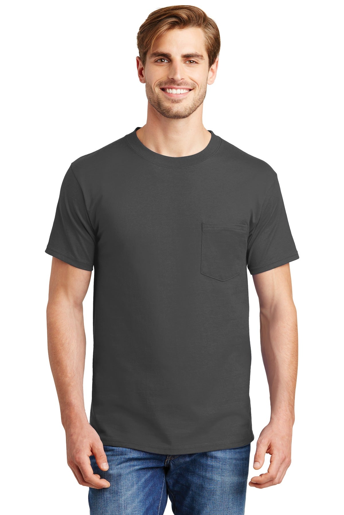 Hanes? Beefy-T? - 100% Cotton T-Shirt with Pocket. 5190