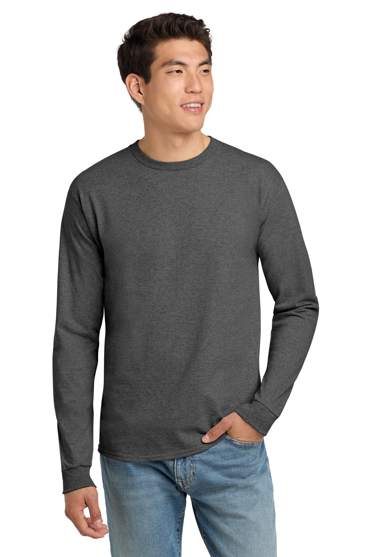 Hanes® - Authentic 100% Cotton Long Sleeve T-Shirt.  5586