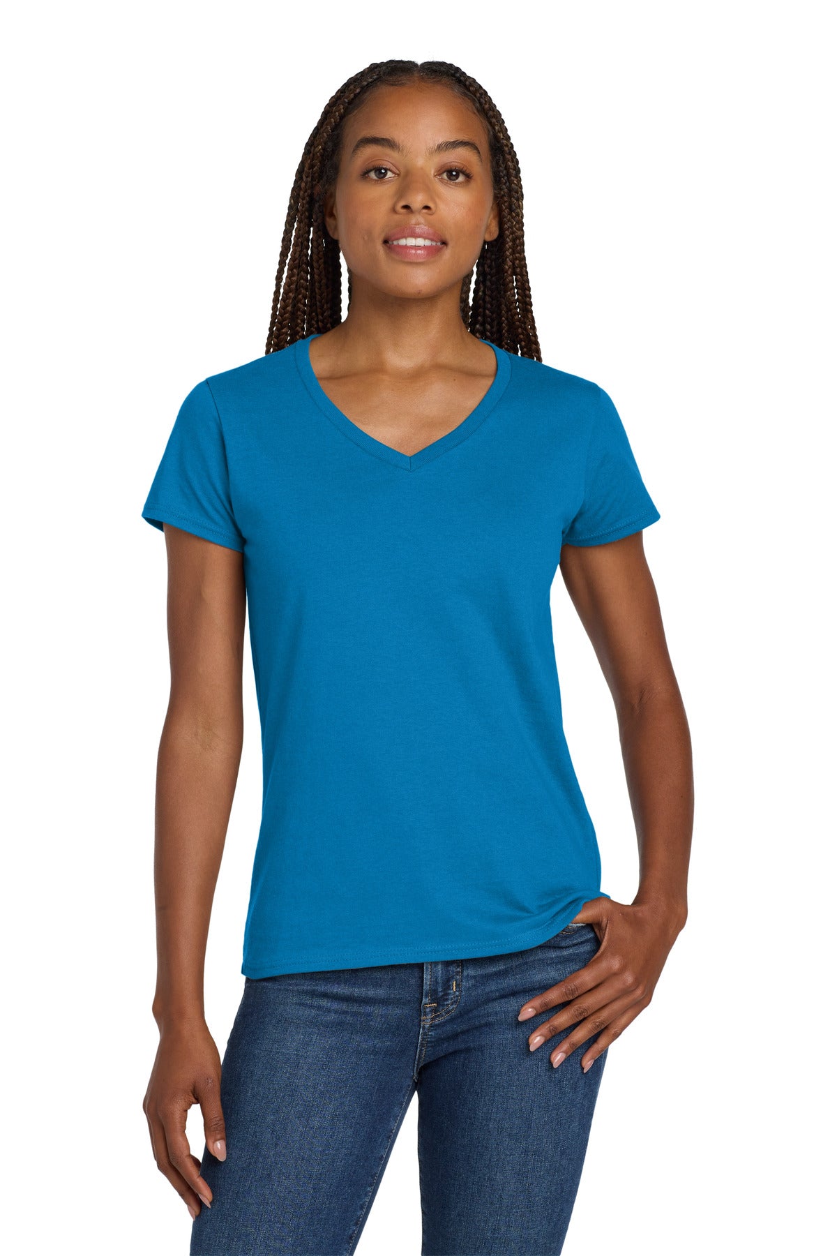 Gildan® Women's Heavy Cotton™ 100% Cotton V-Neck T-Shirt. 5V00L