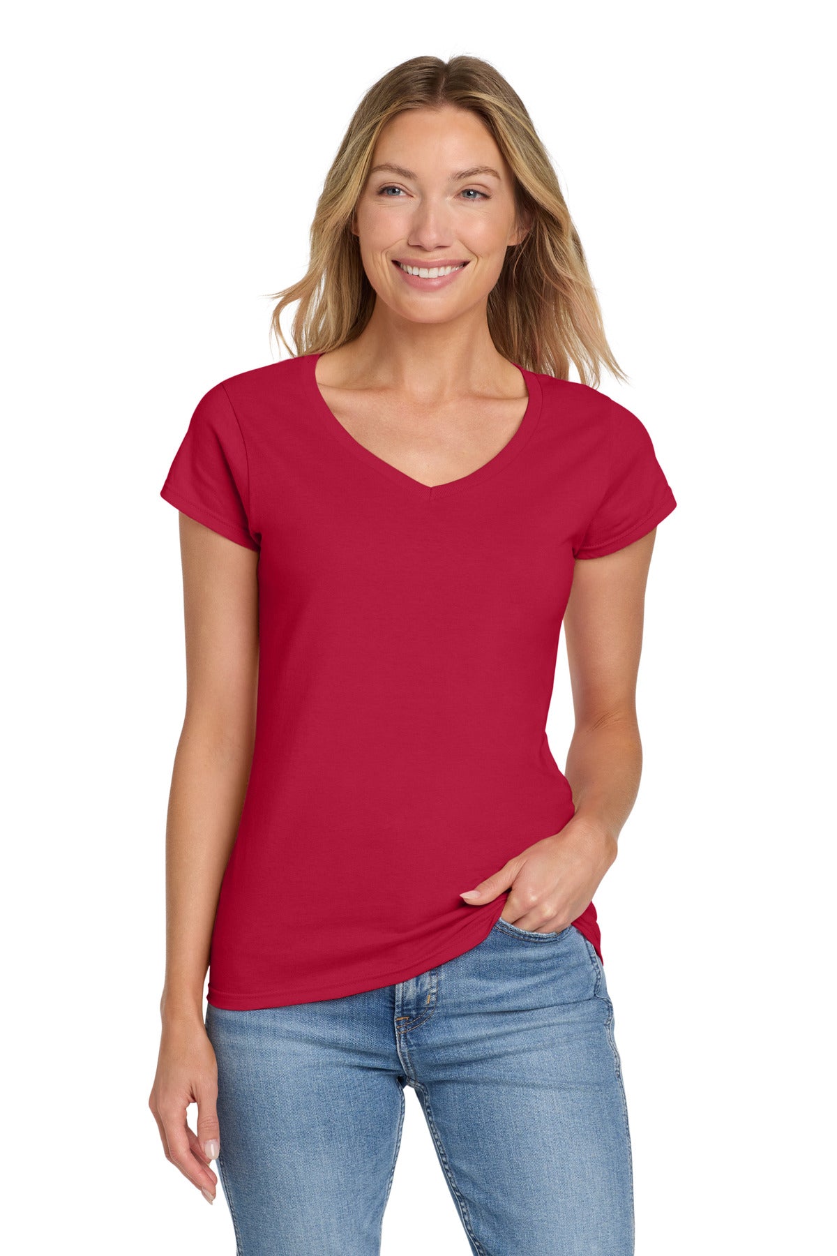 Gildan Softstyle? Women's Fit V-Neck T-Shirt. 64V00L