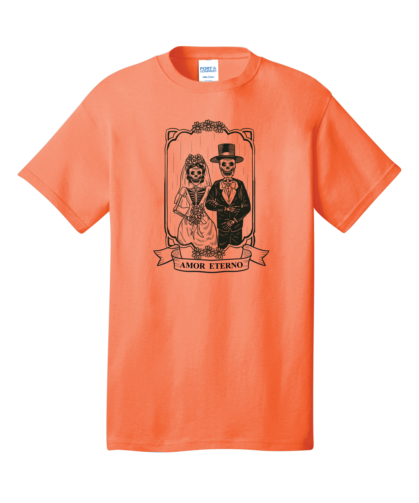 Amor Eterno Skeleton Couple Short Sleeve Halloween T-Shirt: Eternal Love, Spooky Style