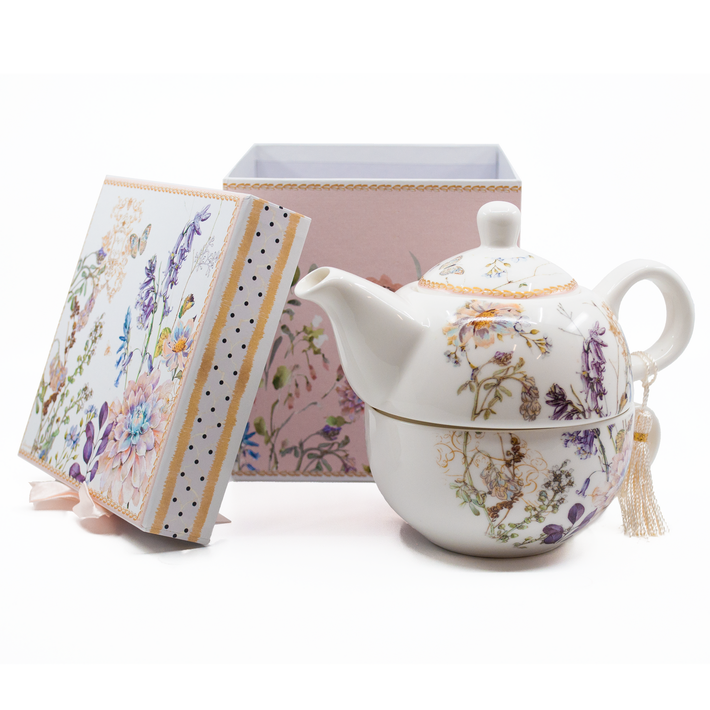 Vintage Design Tea Pot and Cup Gift Set with Gift Box included