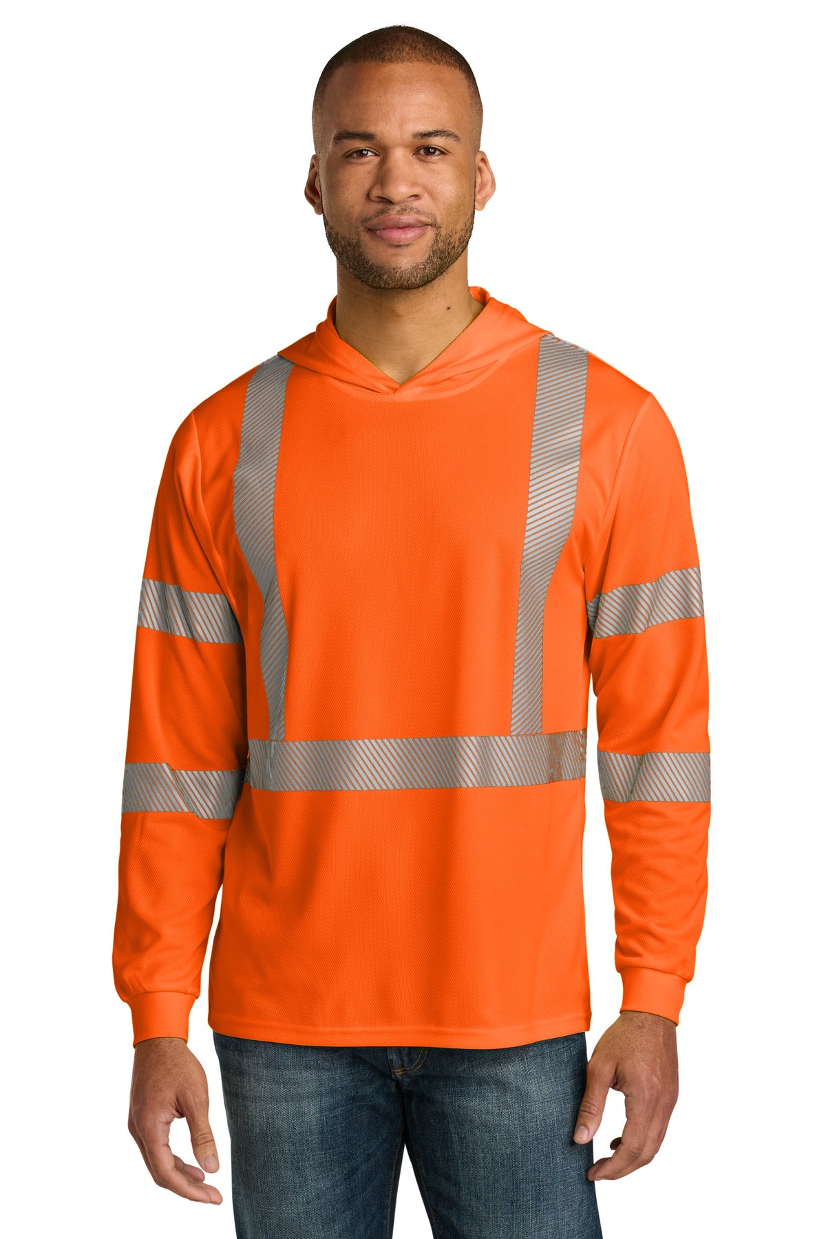 CornerStone® ANSI 107 Class 3 Long Sleeve Segmented Tape Hooded Tee CS208