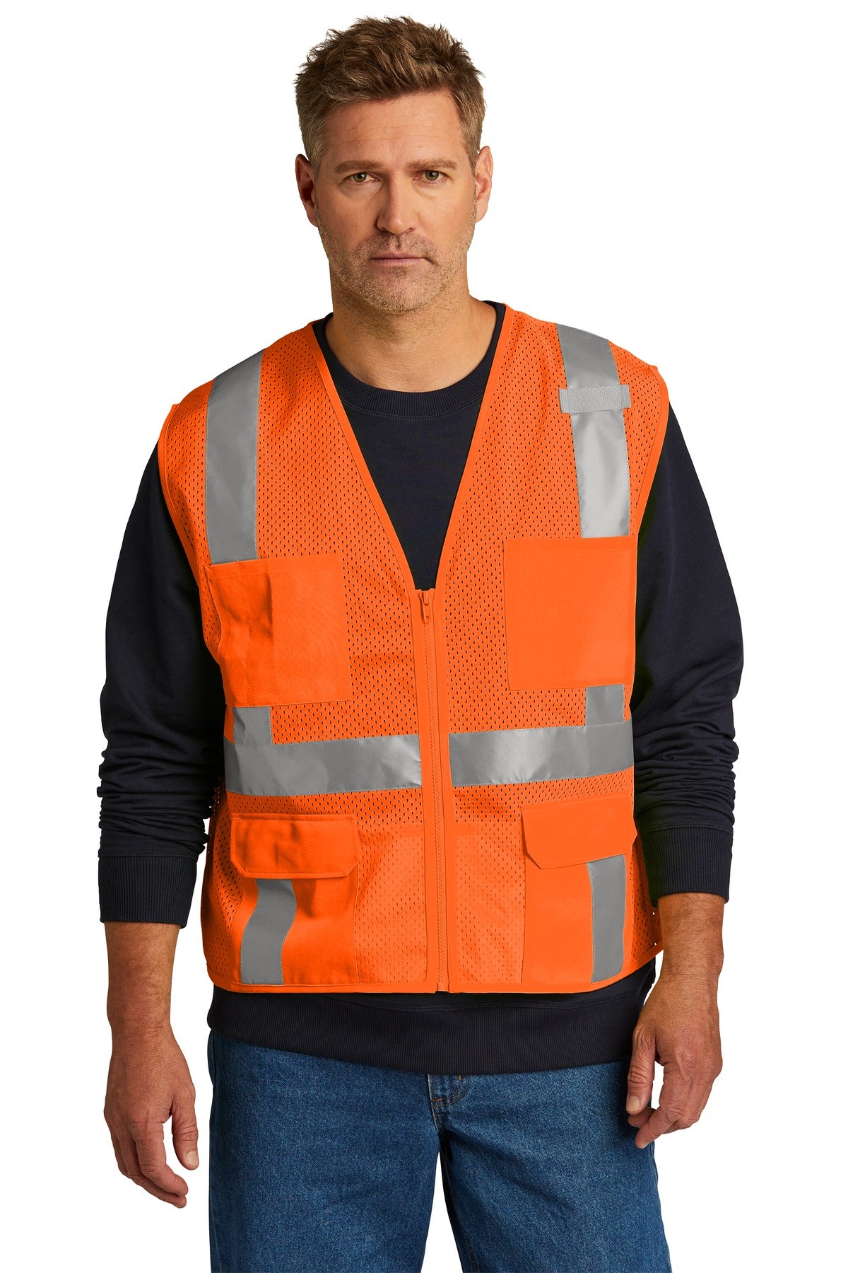 CornerStone ® ANSI 107 Class 2 Mesh Six-Pocket Zippered Vest. CSV104