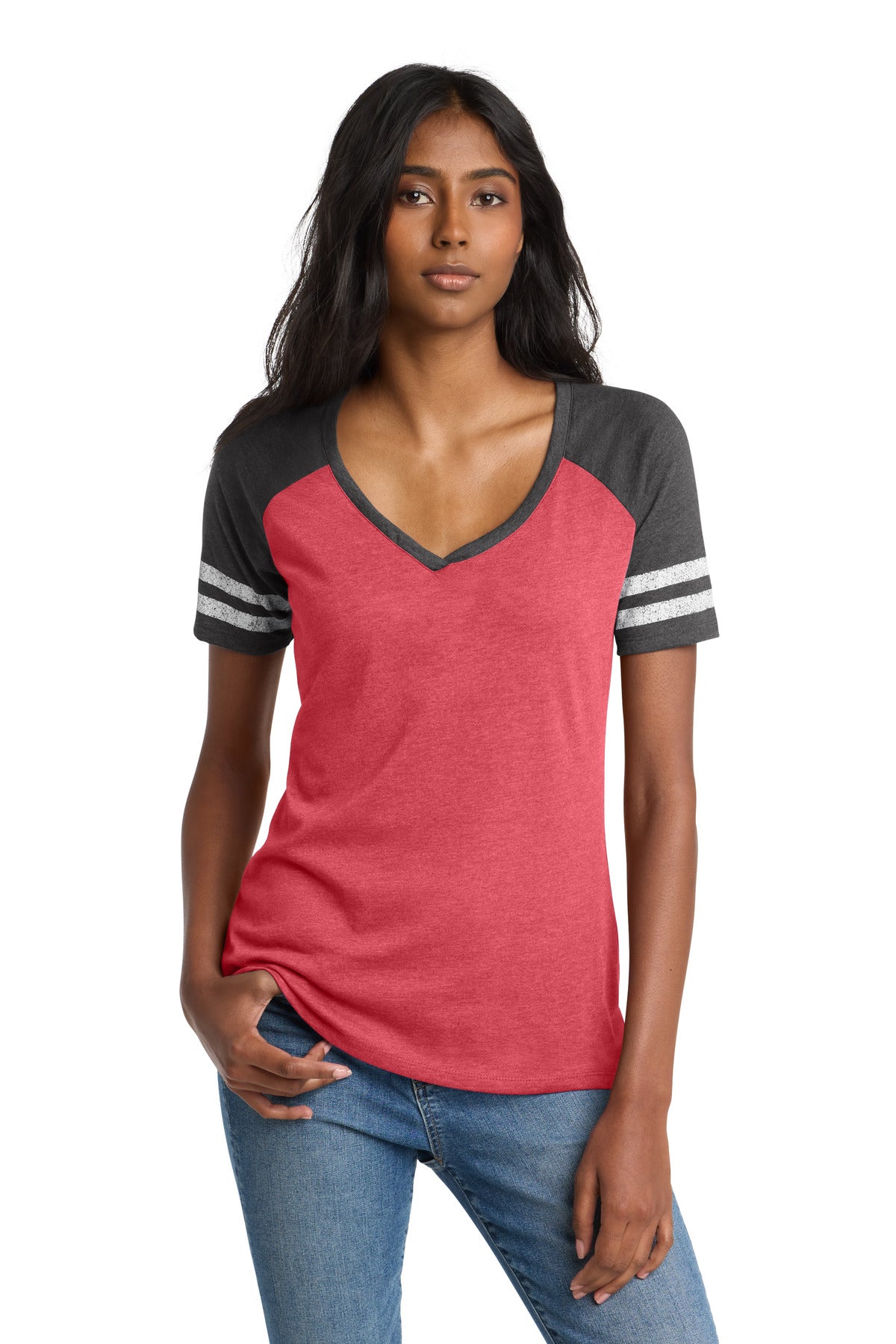 District ® Women's Game V-Neck Tee. DM476