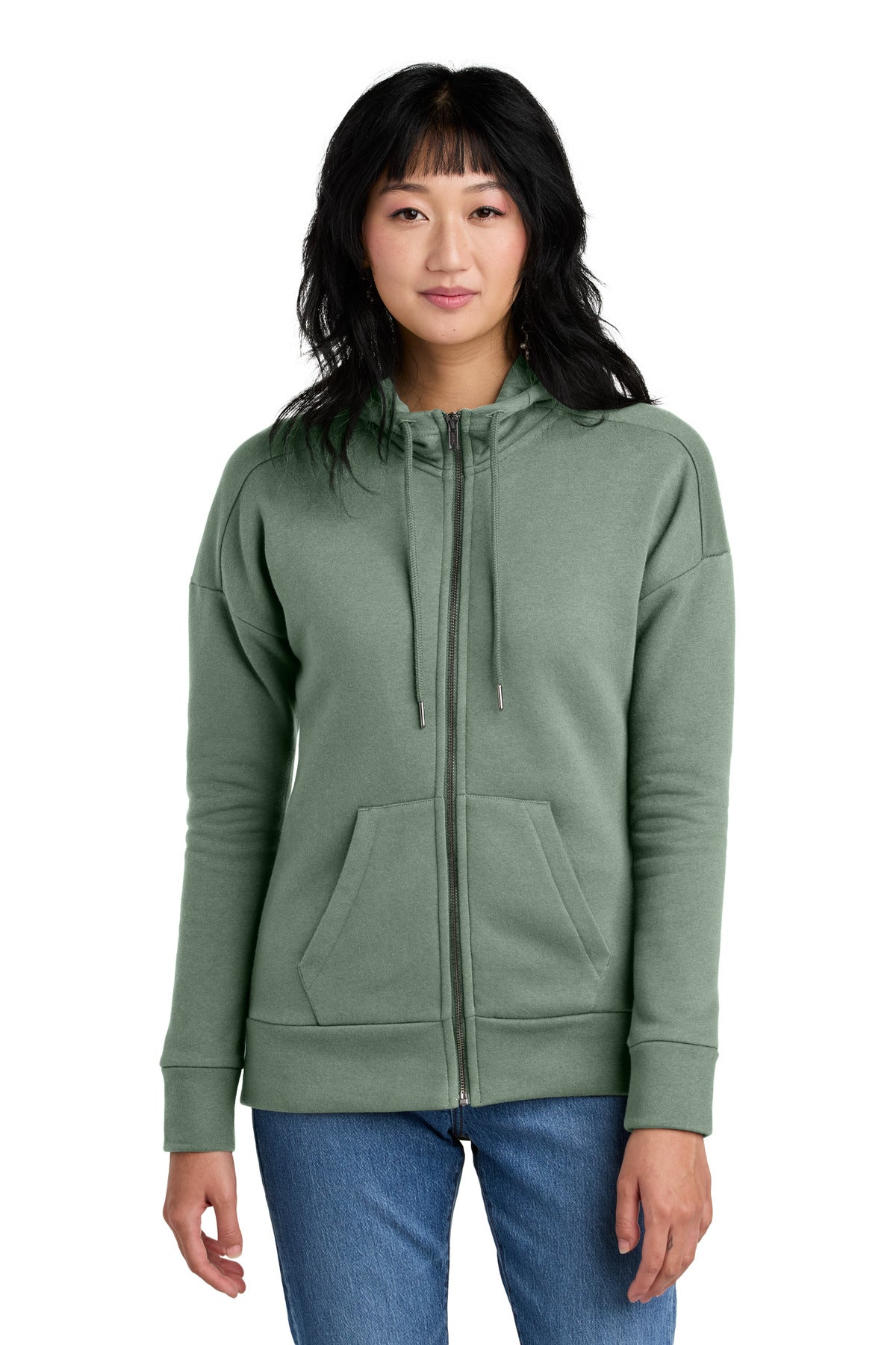 District ® Women's Perfect Weight ® Fleece Drop Shoulder Full-Zip Hoodie DT1104