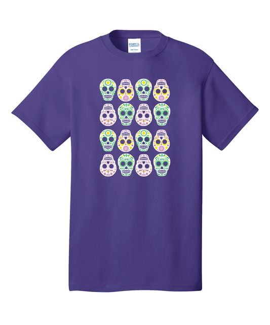 Short Sleeve Halloween Festive Skulls T-Shirt: Spooky Elegance for Your Wardrobe