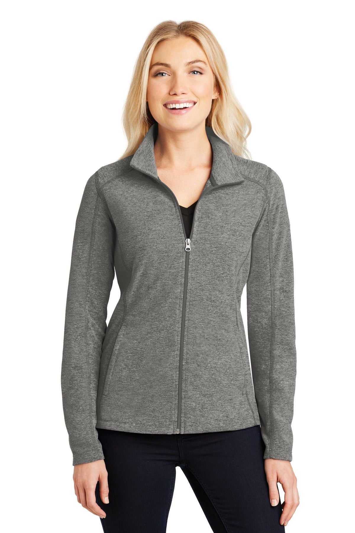 Port Authority® Women's Heather Microfleece Full-Zip Jacket. L235