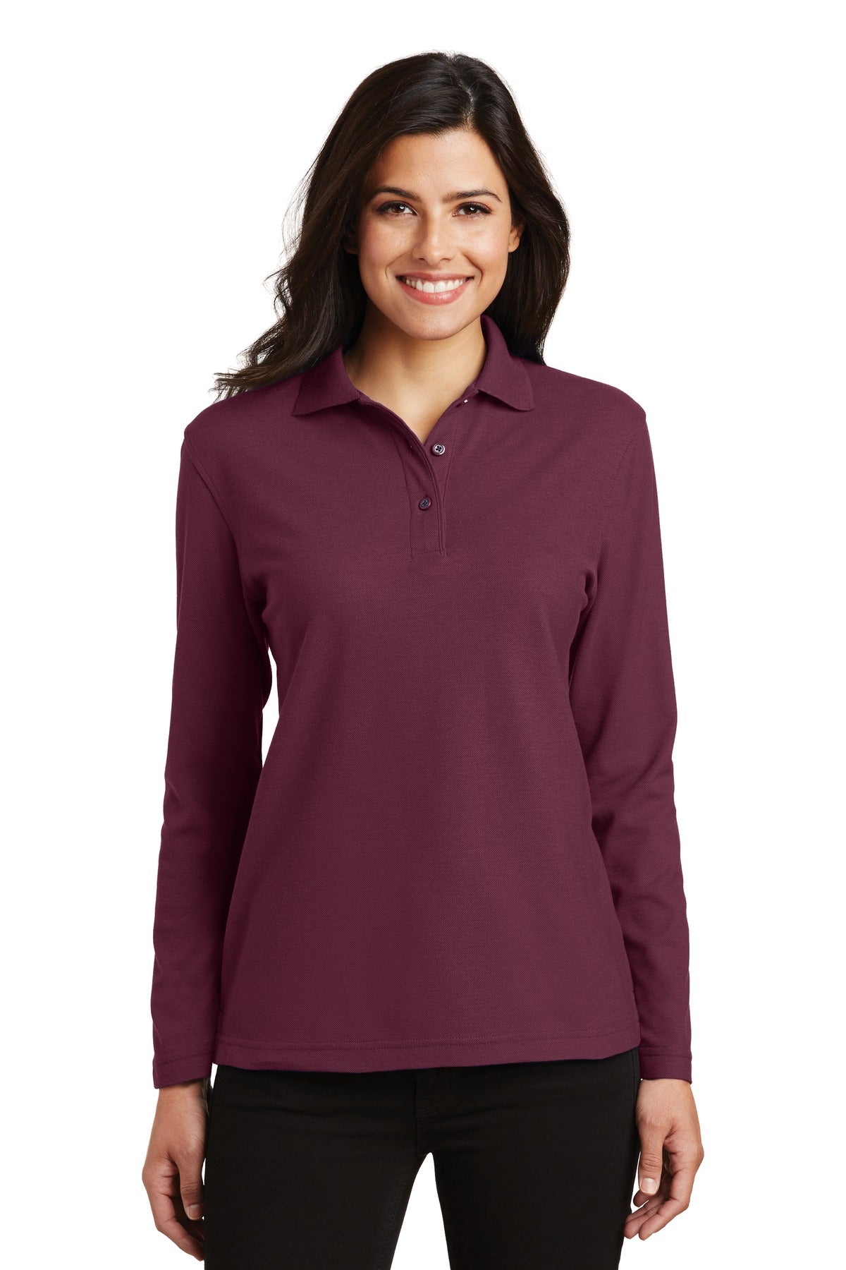 Port Authority® Women's Silk Touch™ Long Sleeve Polo.  L500LS