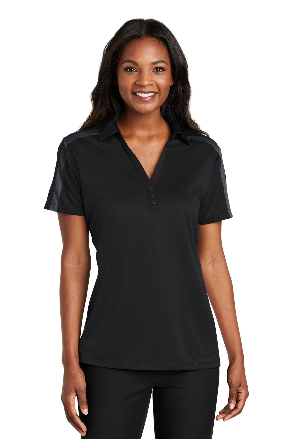 Port Authority® Women's Silk Touch™ Performance Colorblock Stripe Polo. L547