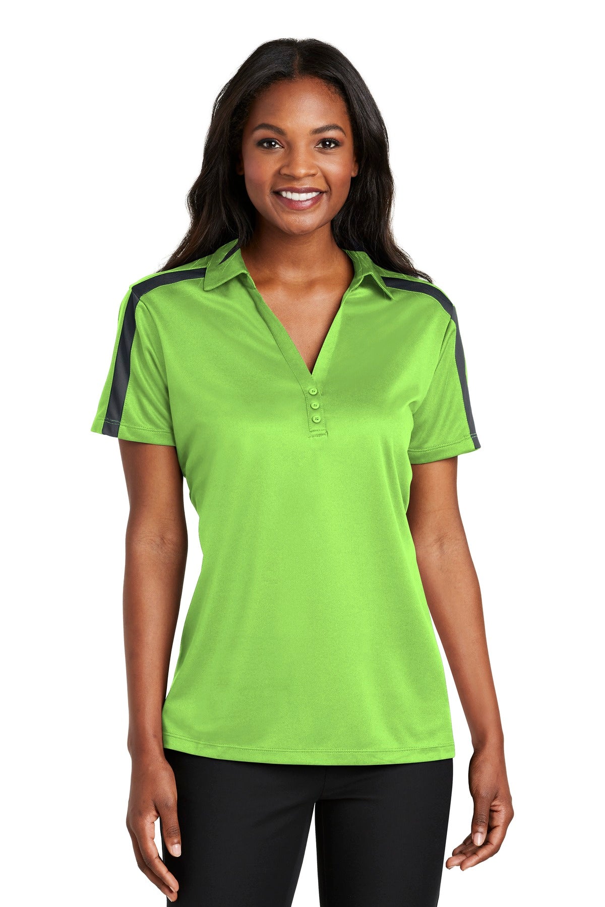 Port Authority® Women's Silk Touch™ Performance Colorblock Stripe Polo. L547