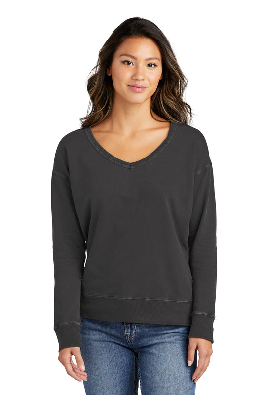 Port & Co™ Women's Beach Wash® Garment-Dyed V-Neck Sweatshirt LPC098V